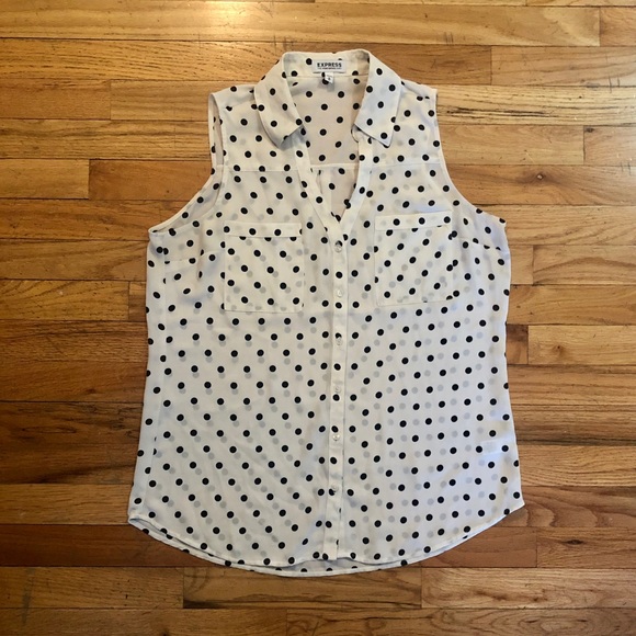 Express Tops - Express | Button down polka dot tank with pockets